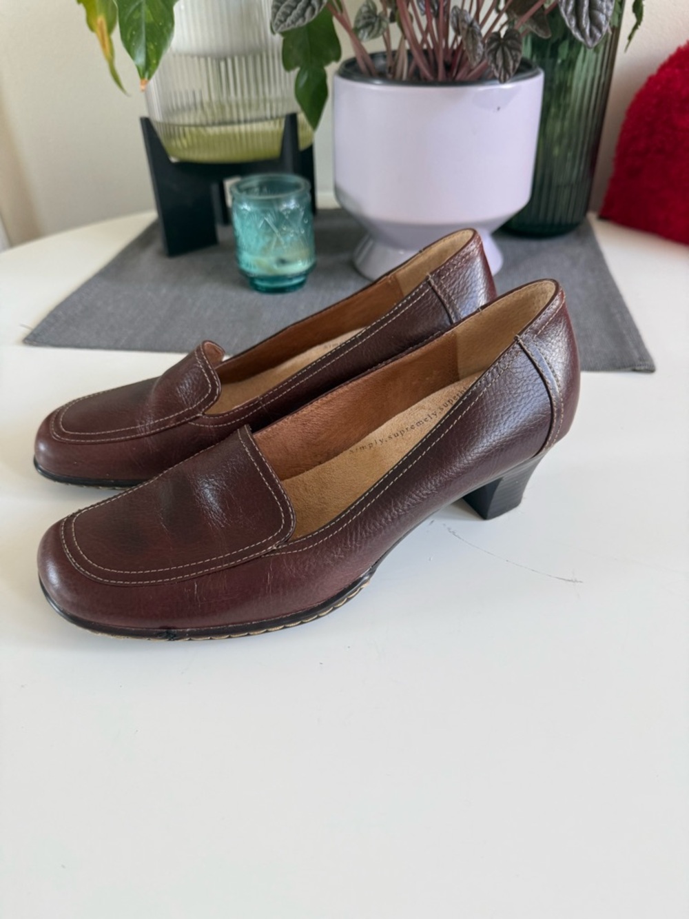 Softspots Brown Leather Low Heel Loafers